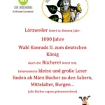 Plakat der Bücherei Lörzweiler zum Konrad-Jahr. Text identisch mit dem Beitragstext
